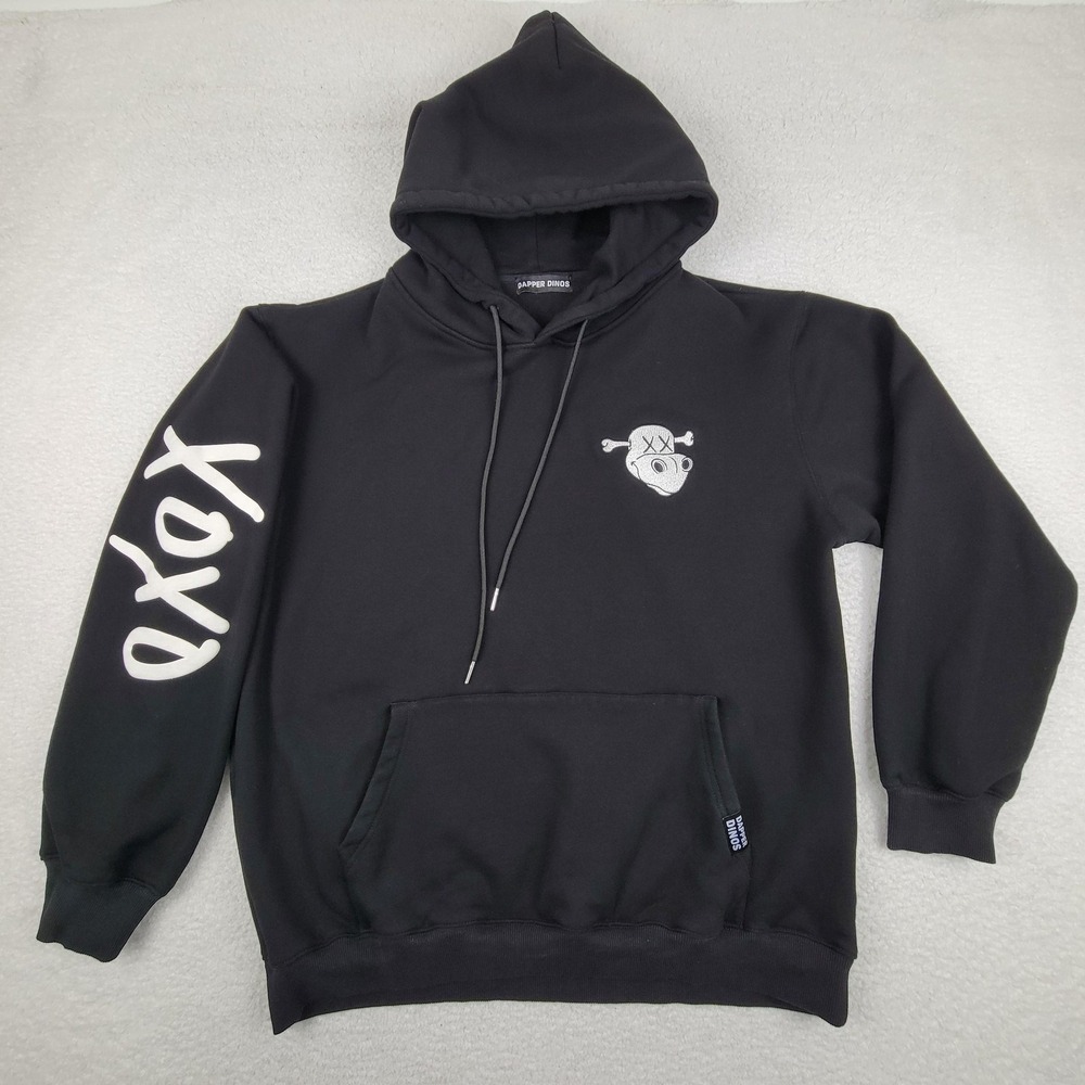 Dapper Dinos Hoodie Mens Large Dinosaur Skull Graphic Pullover Streetwear